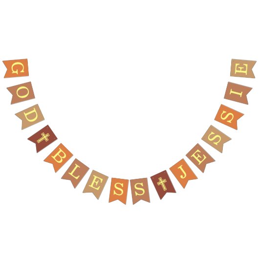 God Bless 6 Letters Neutrals Doop Bevestiging Vlaggetjes (Alle)