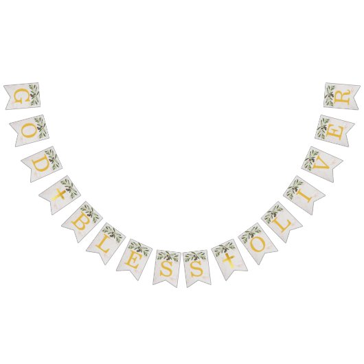 God Bless 6 Letters Olive Leaves Baptisme Commune Vlaggetjes (Alle)