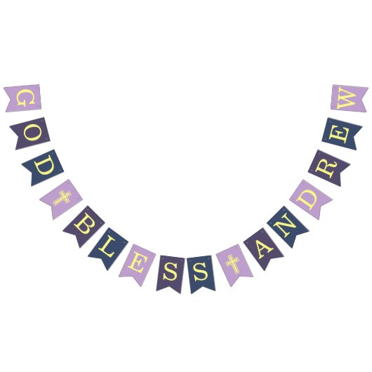 God Bless 6 Letters Paars Marineblauw Doop Eerste  Vlaggetjes (Alle)