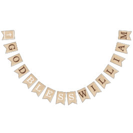 God Bless 7 Brieven Bruin Hout Doop Communie Vlaggetjes