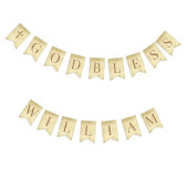 God Bless 7 Letters Bruin Perkament Bevestiging Vlaggetjes