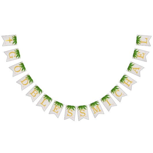 God Bless 7 Letters Foliage Fern Baptisme Commune Vlaggetjes (Alle)