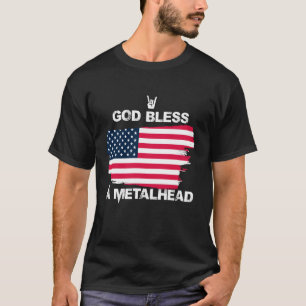 God Bless A Metalhead Grappige Amerikaanse Vlag Ro T-shirt