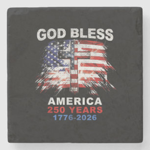 God Bless America 250 Jaar 1776-2026 Christelijk K Stenen Onderzetter