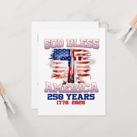 God Bless America 250 Jaar 1776 2026 Kaart (Voorkant / Achterkant in situ)
