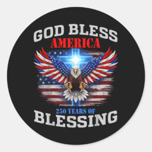 God Bless America 250 Jaar van Zegen 1776 2026 Ronde Sticker
