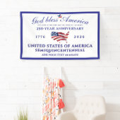 God Bless America 250 Semi-quincentennial Blauw Spandoek (Insitu)