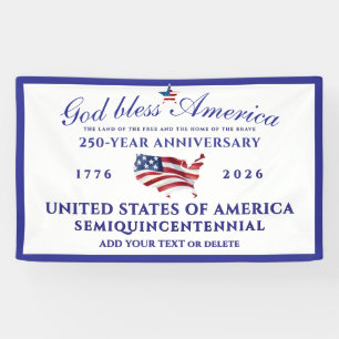 God Bless America 250 Semi-quincentennial Blauw Spandoek