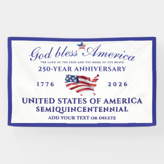 God Bless America 250 Semi-quincentennial Blauw Spandoek