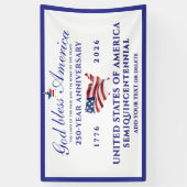 God Bless America 250 Semi-quincentennial Blauw Spandoek (Verticaal)