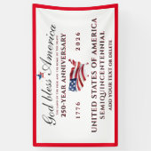 God Bless America 250 Semi-quintcentennial Rood Spandoek (Verticaal)