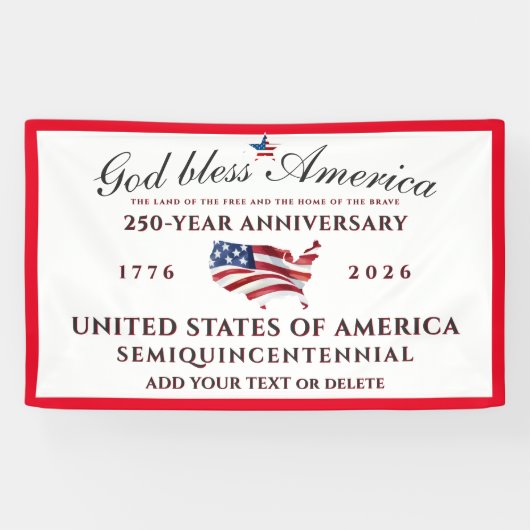 God Bless America 250 Semiquincentennial Red Spandoek (Horizontaal)