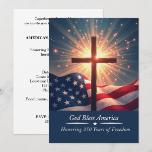 God Bless America 250e Verjaardag Religieus Kaart