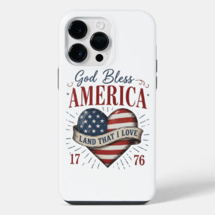 God Bless America 250ste Patriottische Hart Vlag iPhone 14 Pro Max Hoesje