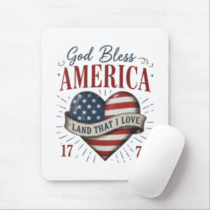 God Bless America 250ste Patriottische Hart Vlag Muismat
