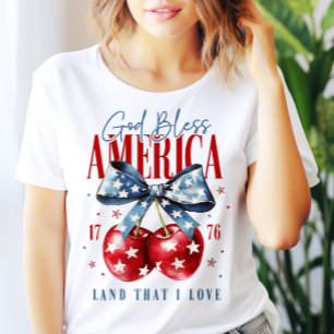 God Bless America 4 juli Kersen en strik vrouwen T-shirt
