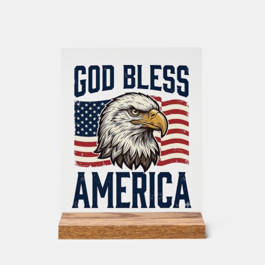 God Bless America Adelaar Patriottische Vector Ont Acryl Bord (Voorkant)