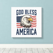 God Bless America Adelaar Patriottische Vector Ont Canvas Afdruk (Insitu (Houten vloer))
