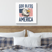 God Bless America Adelaar Patriottische Vector Ont Canvas Afdruk (Insitu (Slaapkamer))