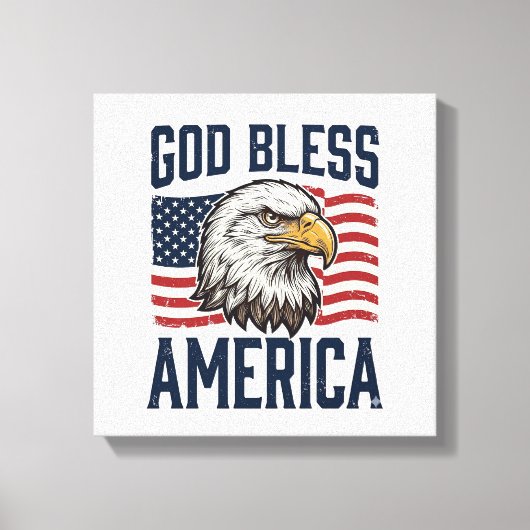 God Bless America Adelaar Patriottische Vector Ont Canvas Afdruk (Voorkant)