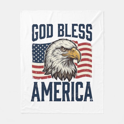 God Bless America Adelaar Patriottische Vector Ont Fleece Deken (Voorkant)