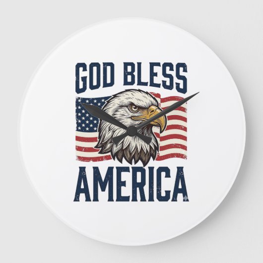 God Bless America Adelaar Patriottische Vector Ont Grote Klok (Voorkant)