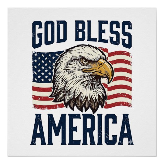 God Bless America Adelaar Patriottische Vector Ont Perfect Poster (Voorkant)