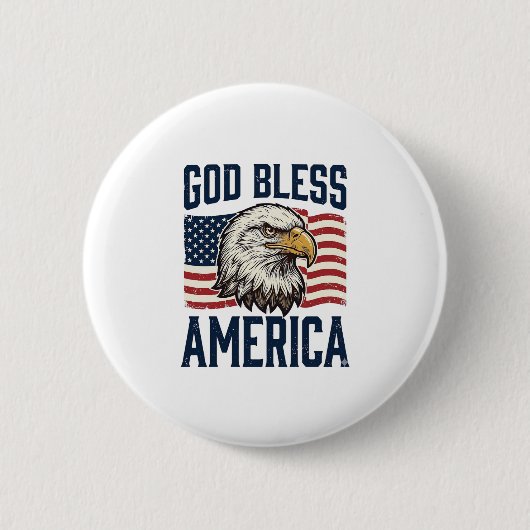 God Bless America Adelaar Patriottische Vector Ont Ronde Button 5,7 Cm (Voorkant)