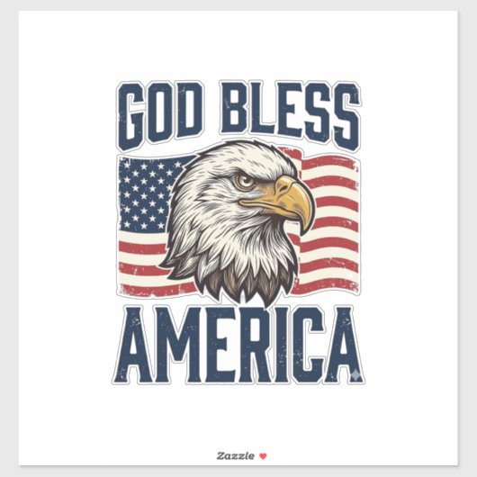 God Bless America Adelaar Patriottische Vector Ont Sticker (Vel)