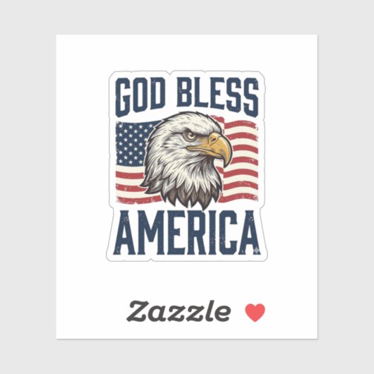 God Bless America Adelaar Patriottische Vector Ont Sticker (Vel)