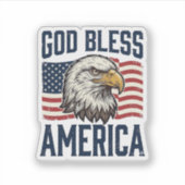God Bless America Adelaar Patriottische Vector Ont Sticker (Voorkant)