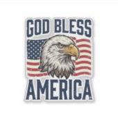 God Bless America Adelaar Patriottische Vector Ont Sticker (Voorkant)