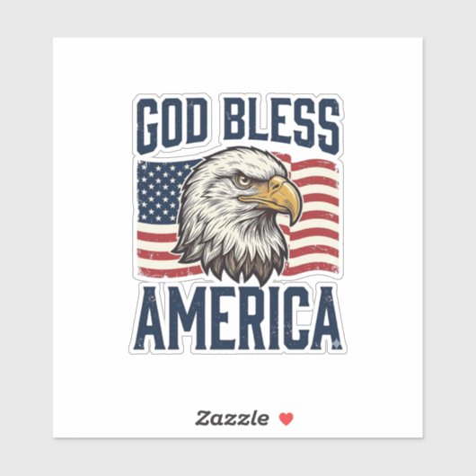 God Bless America Adelaar Patriottische Vector Ont Sticker (Vel)