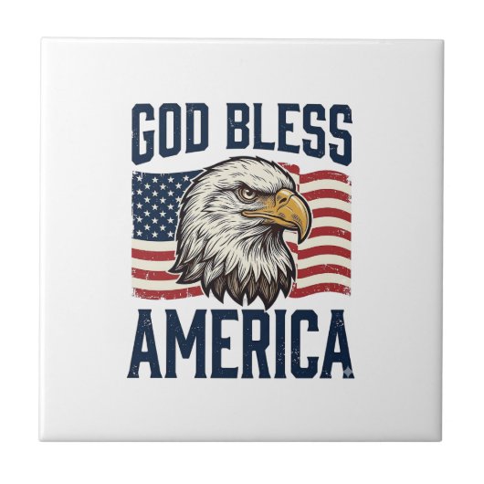 God Bless America Adelaar Patriottische Vector Ont Tegeltje (Voorkant)