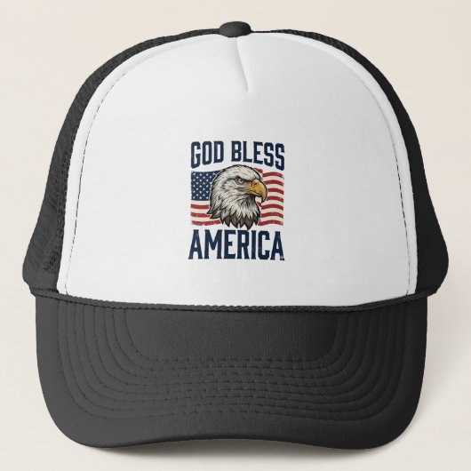 God Bless America Adelaar Patriottische Vector Ont Trucker Pet (Voorkant)