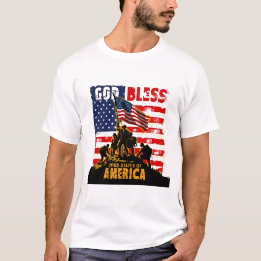 God Bless America" Amerikaanse trots Patriot Desig T-shirt (Voorkant)