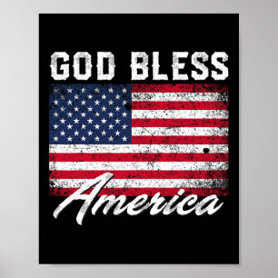 God Bless America Amerikaanse Vlag 4 juli Patriott Poster