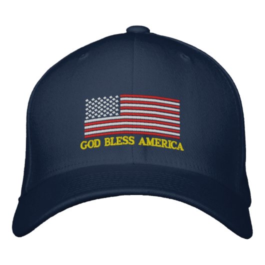 GOD BLESS AMERICA Amerikaanse vlag geborduurd Pet (Voorkant)