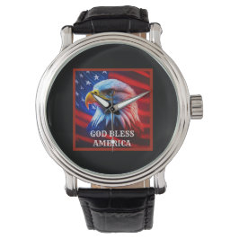 God Bless America Amerikaanse vlag Kale Adelaar Horloge