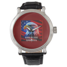 God Bless America Amerikaanse vlag Kale Adelaar Horloge
