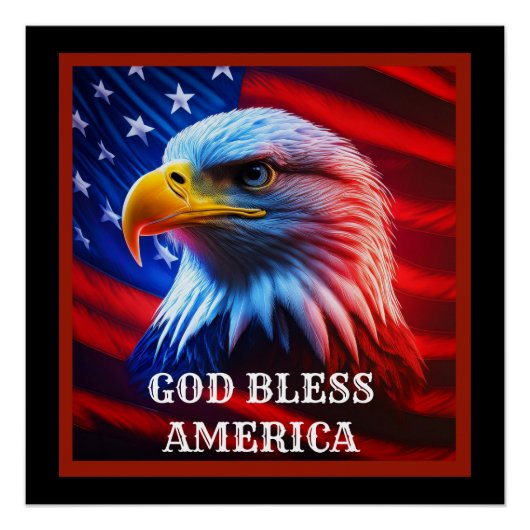 God Bless America Amerikaanse vlag Kale Adelaar Perfect Poster (Voorkant)