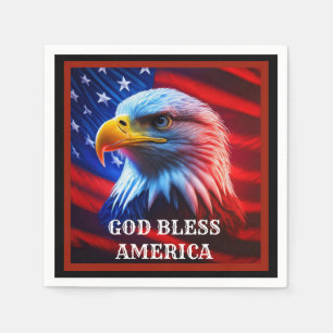 God Bless America Amerikaanse vlag Kale Adelaar Servet