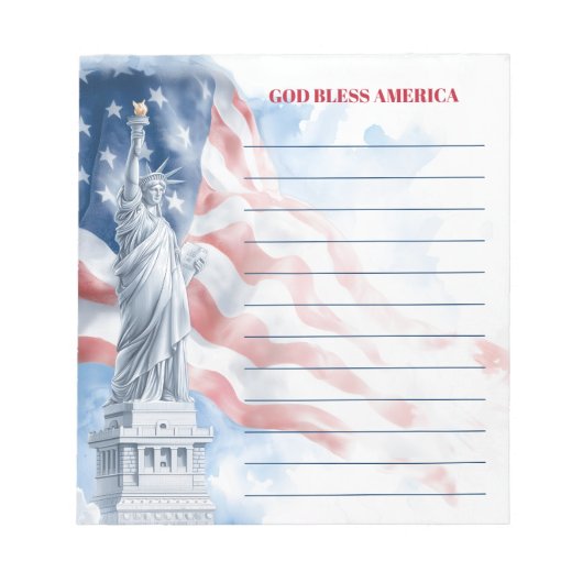 God Bless America Beeld van de Vrijheid Gelijnd Notitieblok (Voorkant)
