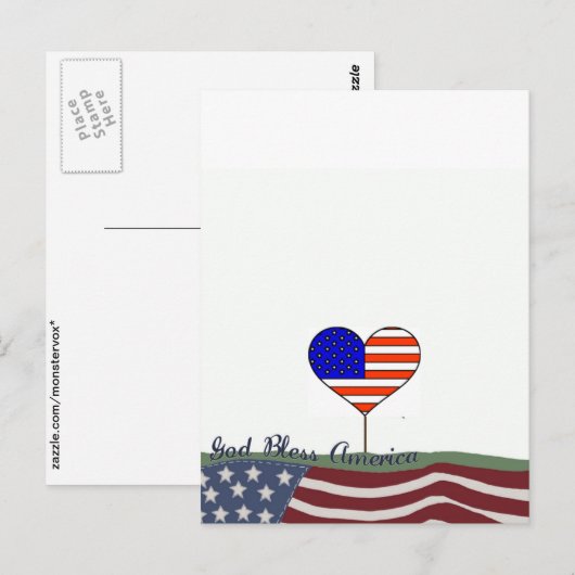 God Bless America Briefkaart (Voorkant / Achterkant)