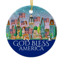 God Bless America Ceramic Ornament
