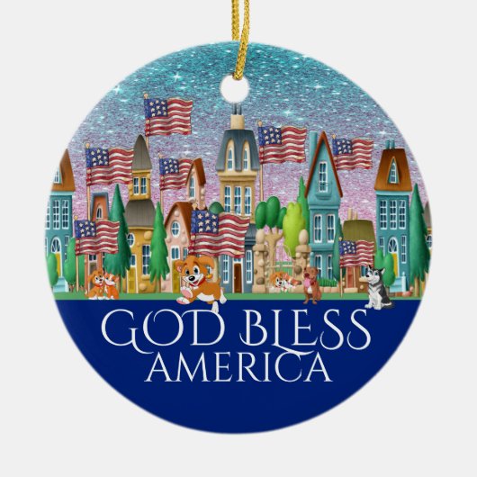 God Bless America Ceramic Ornament (Voorkant)