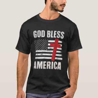 God Bless America Christelijk Cross Patriot USA T-shirt