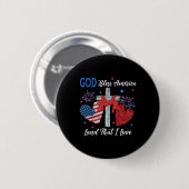 God Bless America Christelijk Hart Kruis Jezus 4e  Ronde Button 5,7 Cm (Voorkant /achterkant)