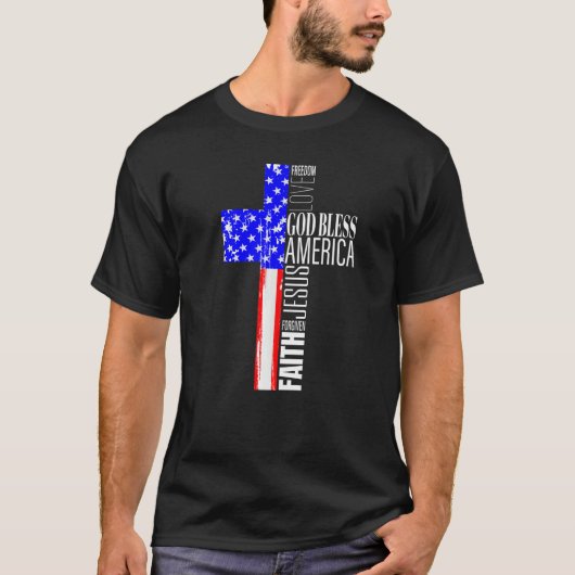 God Bless America Christelijk op 4 juli Amerikaans T-shirt (Voorkant)