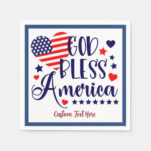 God Bless America citeert Amerikaanse Heart Flag Servet (Voorkant)
